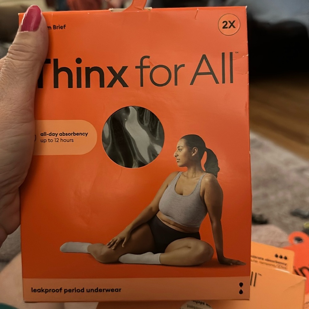 Woman’s Thinx for all leakproof period underwear lace trim brief